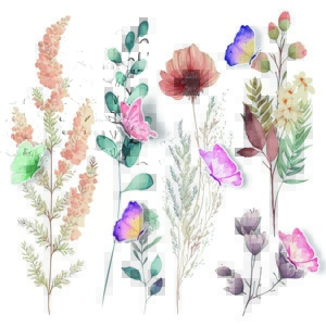 Dekoracja samoprzylepna Watercolor Flowers, 30 x 30 cm