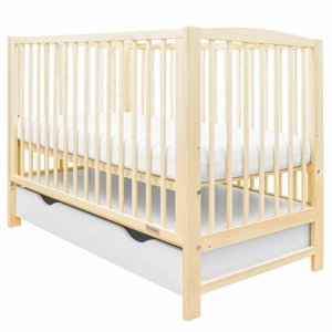 Łóżeczko dziecięce New Baby Lilly z wysuwanymibokami i szufladą, naturalne