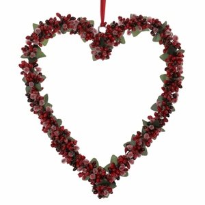 Zawieszka zimowa Dekoracja Serce z jagodami II, 25cm