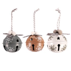 Zestaw wiszących świątecznych dzwoneczków, 6 szt.,metal, średnica 5 cm