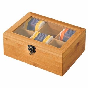 Kesper 58902 Organizer na herbatę bambusowy, 6 przegródek, 21,5 x 15 x 8,5 cm