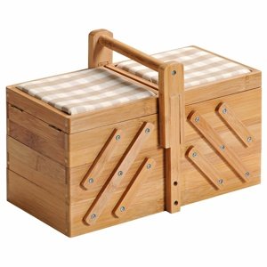Kesper 58710 Organizer na akcesoria do szycia bambusowy, 29 x 19 x 16,5 cm