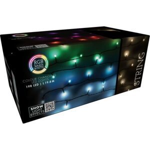 Świąteczny łańcuch LED RGB z pilotem 198 diod LED, kolorowy, 19,8 m
