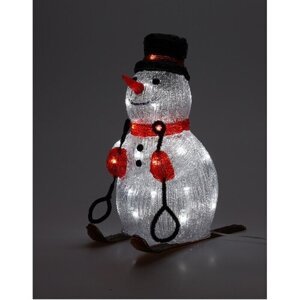 Świąteczna dekoracja LED Bałwan na nartach 30 LED, czerwony, 31 cm