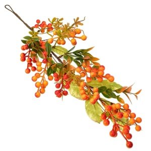 Wisząca gałąź ze sztuczną jarzębiną, 52 cm
