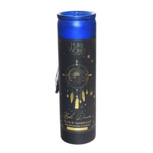 Organiczna świeca Arome Myrrh & andalwood 300 g w kolorowym wysokim szklanym słoju z frędzlami