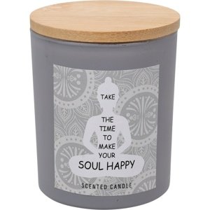 Świeca zapachowa Soul Happy, zapach wiciokrzewu, 7 x 8,5 cm, 300 g, szary