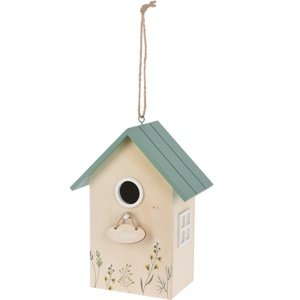 Domek drewniany dla ptaków Home, zielony, 16,5 x 10 x 21,5 cm