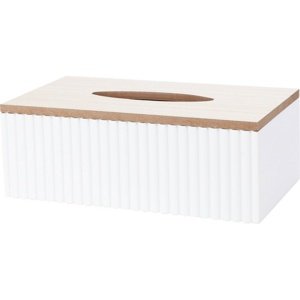 Pudełko na chusteczki higieniczne Stripes biały, 25 x 13,5 x 9 cm