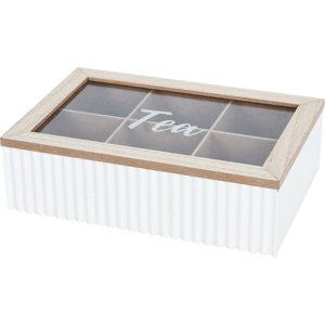 Pudełko na torebki herbaty Stripes biały, 24 x 7 x 16 cm