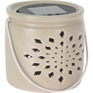 Latarnia solarna Darena różowa, 9,2 x 9 x 11 cm,porcelana