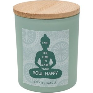 Świeca zapachowa Soul Happy, zapach łąkowej bryzy, 7 x 8,5 cm, 300 g, zielony