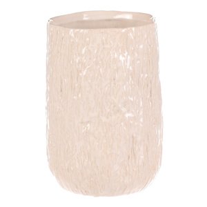 Ceramiczna osłona na doniczkę, biało-beżowa, 15 x15 x 21 cm, 21 cm