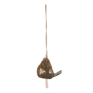 Ceramiczny dzwonek wiszący Ptak, zielony, 13 x 45x 9 cm