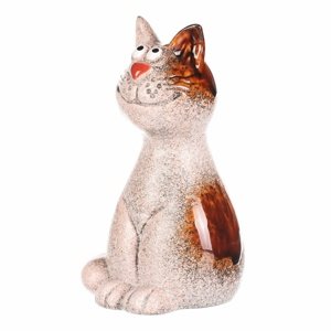 Dekoracja ogrodowa na ogrodzenie Cat, 9 x 9 x 15cm, ceramiczna, 15 cm