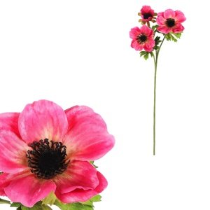 Sztuczny kwiat Anemone, 3 kwiaty, ciemnoróżowy, 15x 15 x 55 cm