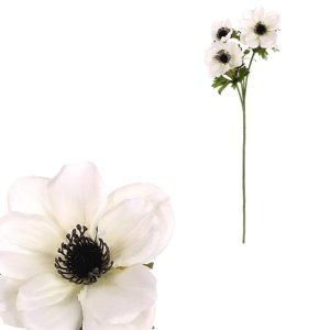 Sztuczny kwiat Anemone, 3 kwiaty, 15 x 15 x 55 cm,biały