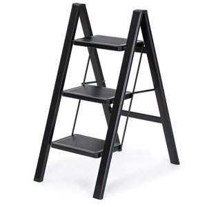 4Home Składane schodki stalowe Steel, 3 stopnie,czarne