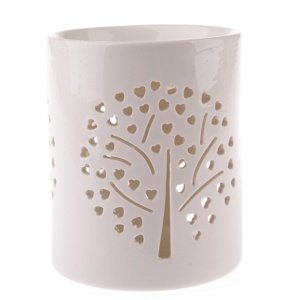 Porcelanowa lampa do aromaterapii Heart treebiała, 11 x 13 cm