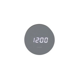 Karlsson 5981GY designerski zegar LED z alarmem,szary, średnica 9 cm