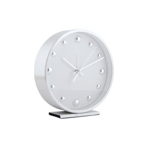 Karlsson 5970WH designerski zegar stołowy/budzikbiały, średnica 16 cm