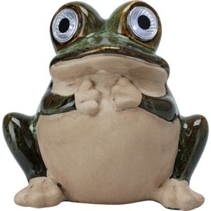 Solarna dekoracja ogrodowa Żaba , porcelana, 11 x6,6 x 13,5 cm