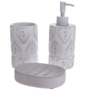Zestaw cementowych akcesoriów łazienkowych Lavabo 3 szt., biały