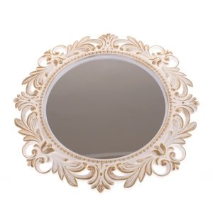 Plastikowe lustro ścienne Castillo białe, średnica51 cm