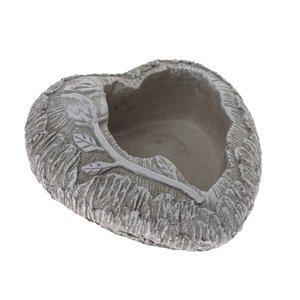 Betonowa osłonka na doniczkę Serce z gałązką,szara, 16 x 6,5 cm