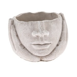 Betonowa osłonka na doniczkę Head in hands szara,15 x 11 cm