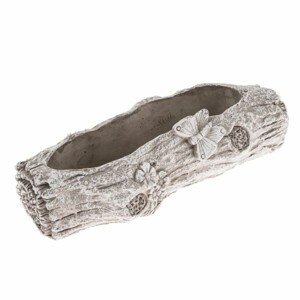 Doniczka betonowa Pień z motylem, 29,5 x 8 x 11 cm