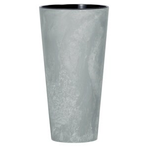 Doniczka TUBUS SLIM BETON EFFECT z wkładem 25 cm, szary, 25 cm