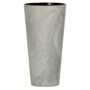 Doniczka TUBUS SLIM BETON EFFECT z wkładem 30 cm, szary, 30 cm