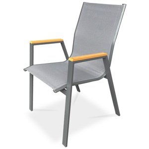 Krzesło ogrodowe Autronic, metalowe, tekstylne, szare, AZC-S1050 GREY