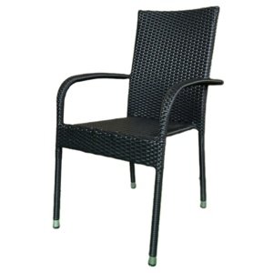 Krzesło ogrodowe Autronic, metal, polirattan,czarne, A ZC-S2113 BK