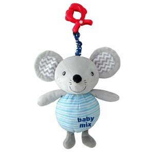 Baby Mix Pluszowa zabawka dla dzieci z mechanizmemmuzycznym i klipsem Myszka, 24 cm