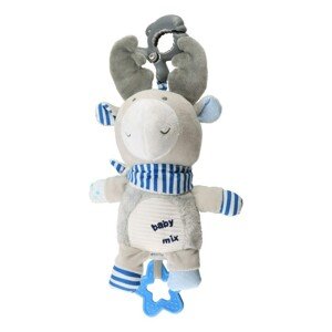 Baby Mix Pluszowa zabawka dla dzieci z mechanizmemmuzycznym i klipsem Łoś, 24 cm