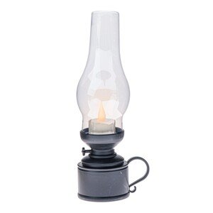 Plastikowa latarnia z świeczką LED Flame, wys.24,5 cm, czarna