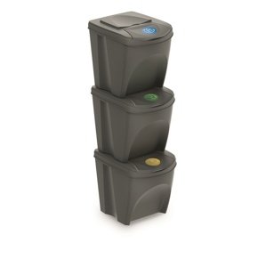 Kosz do segregacji śmieci Sortibox 25 l, 3 szt., szary