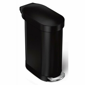Simplehuman Owalny kosz pedałowy z ramą ze stalinierdzewnej Slim 45 l, czarny