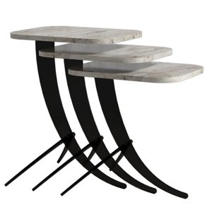 Stolik do odkładania Pion White Marble, 3 szt.