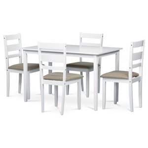 Zestaw jadalniany z litego drewna z 4 krzesłami,120 x 75 x 75 cm, biały