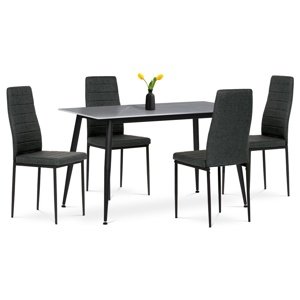 Zestaw jadalniany Marmur z ceramicznym blatem i 4krzesłami, czarny