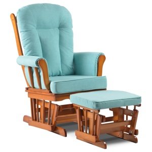 Fotel bujany z podnóżką 20455 OAK, turkusowy
