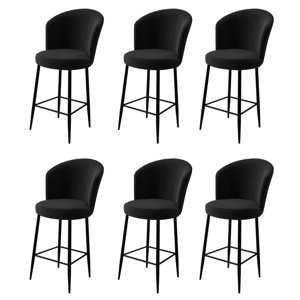Zestaw krzeseł barowych Alte Black and Black, 6 szt., 6 szt.